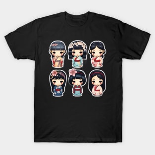 Kokeshi dolls, sticker pack T-Shirt